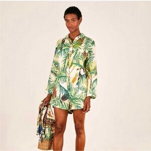 FARM Rio Toucan Paradise Linen Romper Sz XS